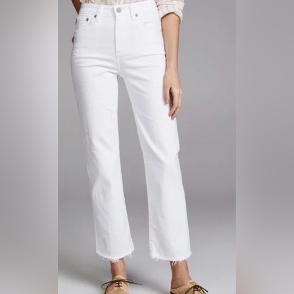 AG Jeans, The Rhett Vintage Straight Leg, White Distressed, Size 27R